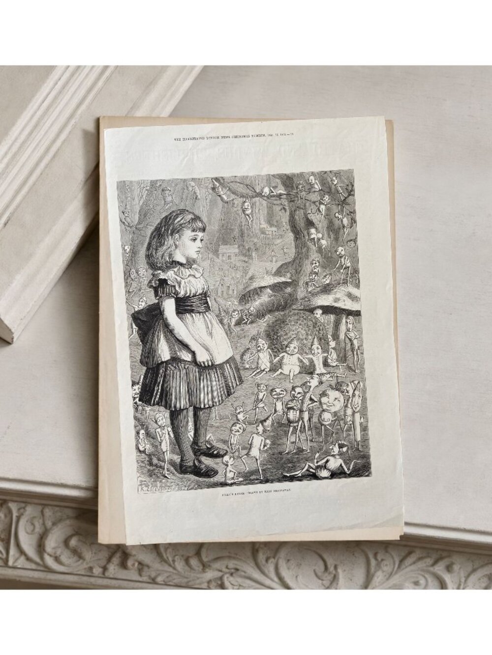 1875 Kate Greenaway Dolly’s Dream Fairies Original Victorian Christmas Engraving